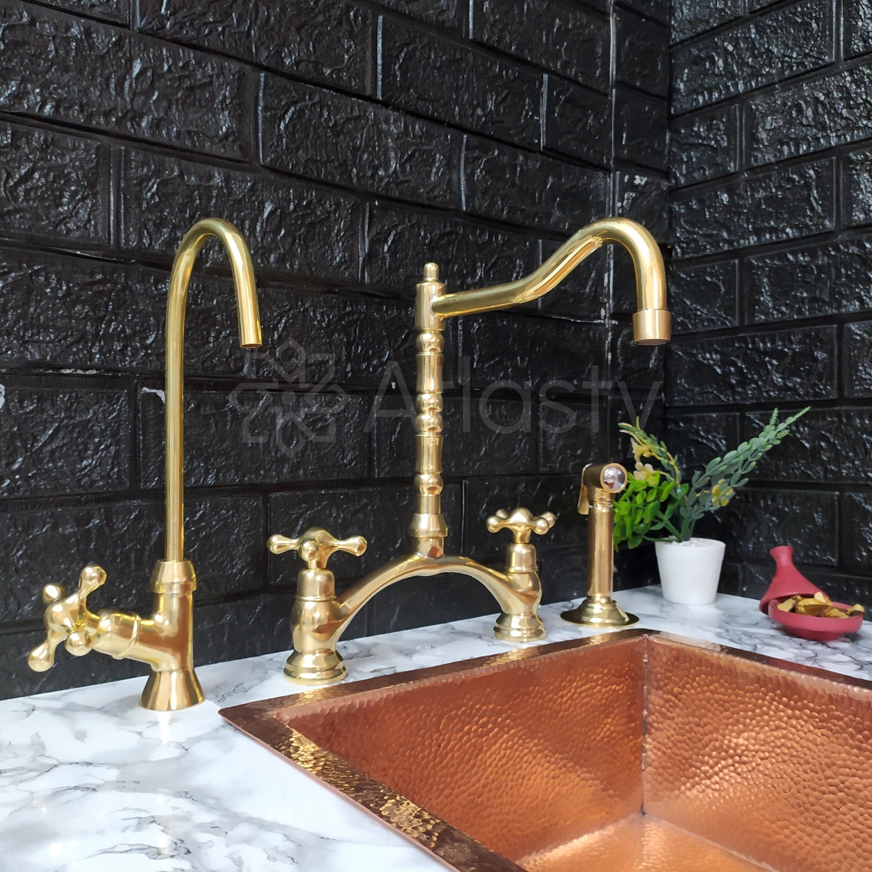 Grifos para lavabo de baño, grifo de baño de cobre sólido, acabado de oro  de lujo, con forma de cisne dorado, grifo de lavabo de doble manija para
