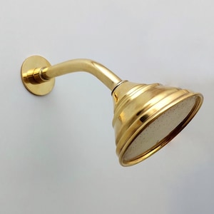Brass Round Shower Head with Brass Curved Arm, Outdoor and Indoor Showerhead