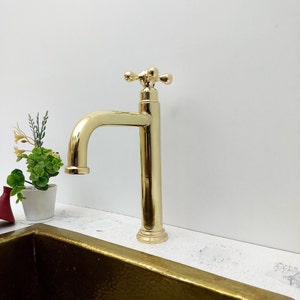 Single Handle Brass Faucet, Unlacquered Solid Brass