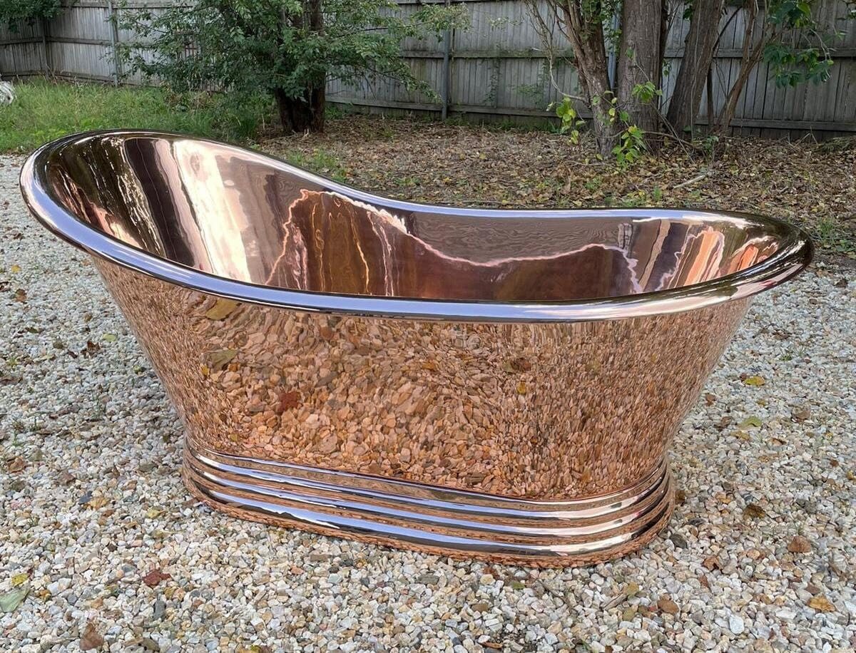 Antique Copper Bathtub - Vintage Freestanding Luxury Tub for Bathroom - Copper Slipper Bath - Solid Copper - Handmade Bathtub