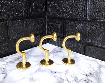 Solid Brass Hooks, Unlacquered Brass, Handmade Brass Hooks