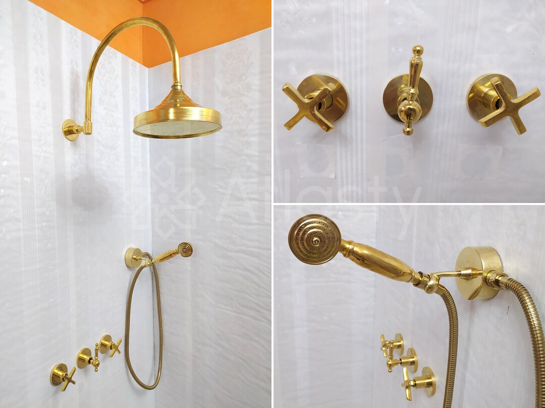 Unlacquered Brass Shower System Luxury and Durability in One With Dome