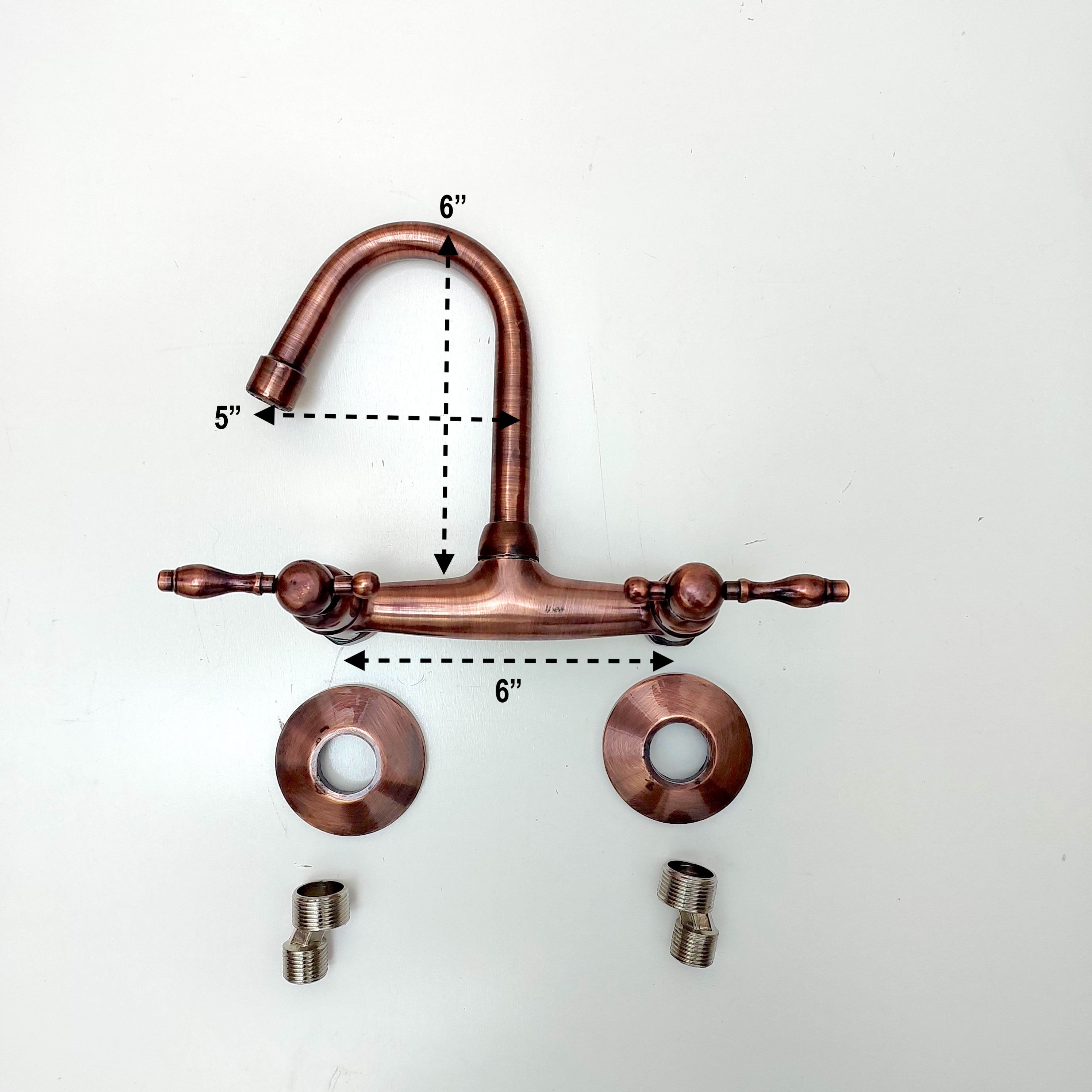 Copper Wall Mount Faucet, Gooseneck Faucet, Vintage Copper
