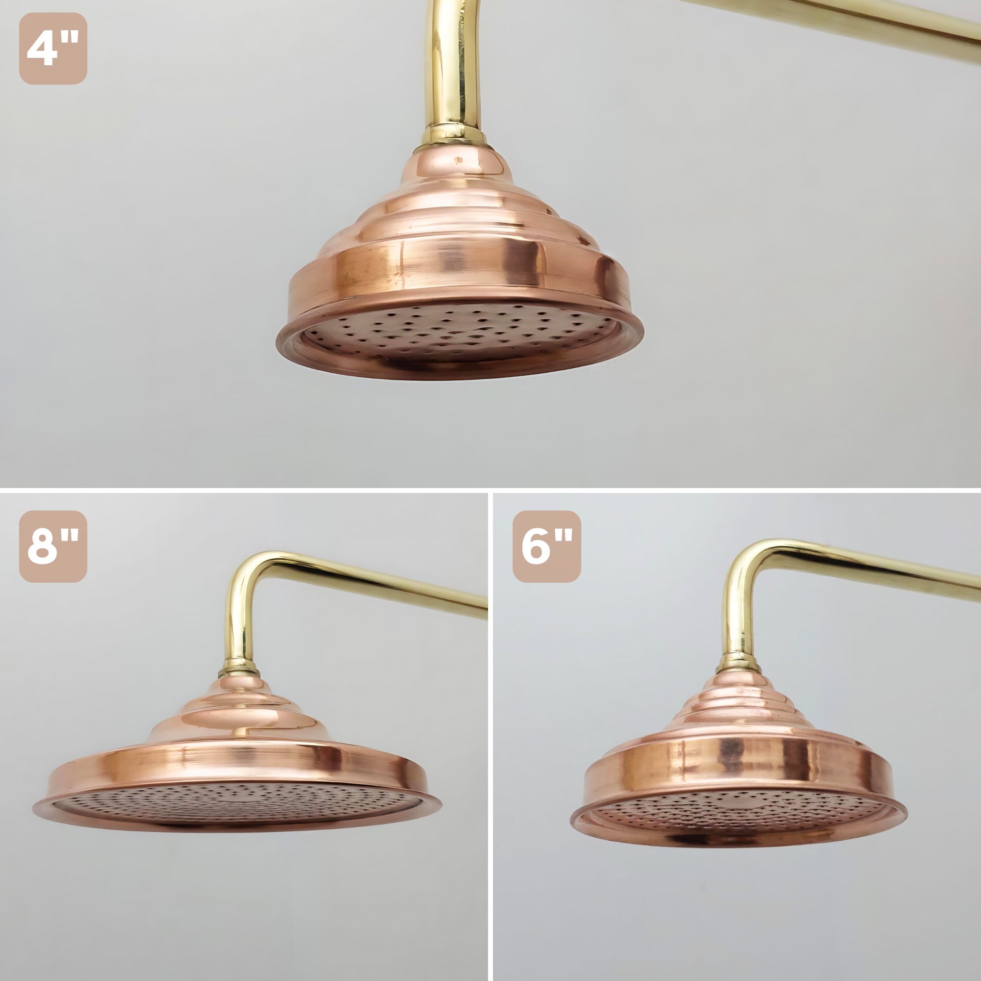 8" Antique Brass Rain Shower Head Round 2 Handles Mixer Valve Shower Faucet Set