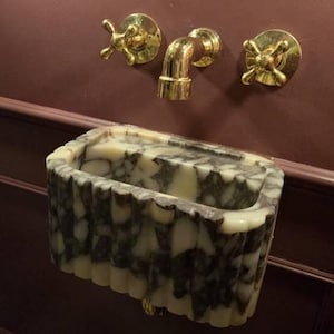 Unlacquered Brass Wall Mount Faucet | Cross Handle Vessel Sink image 4