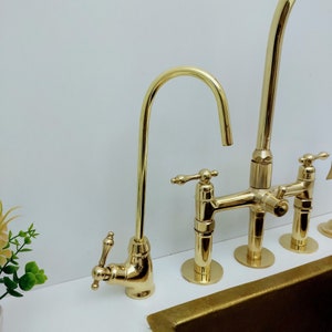 Unlacquered Brass Cold Water Faucet with Single Lever Handle, Faucet Water Filter, Drinking Water Faucet