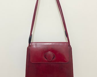 Vintage Cartier Bordeaux Leather Happy Birthday Shoulder Bag