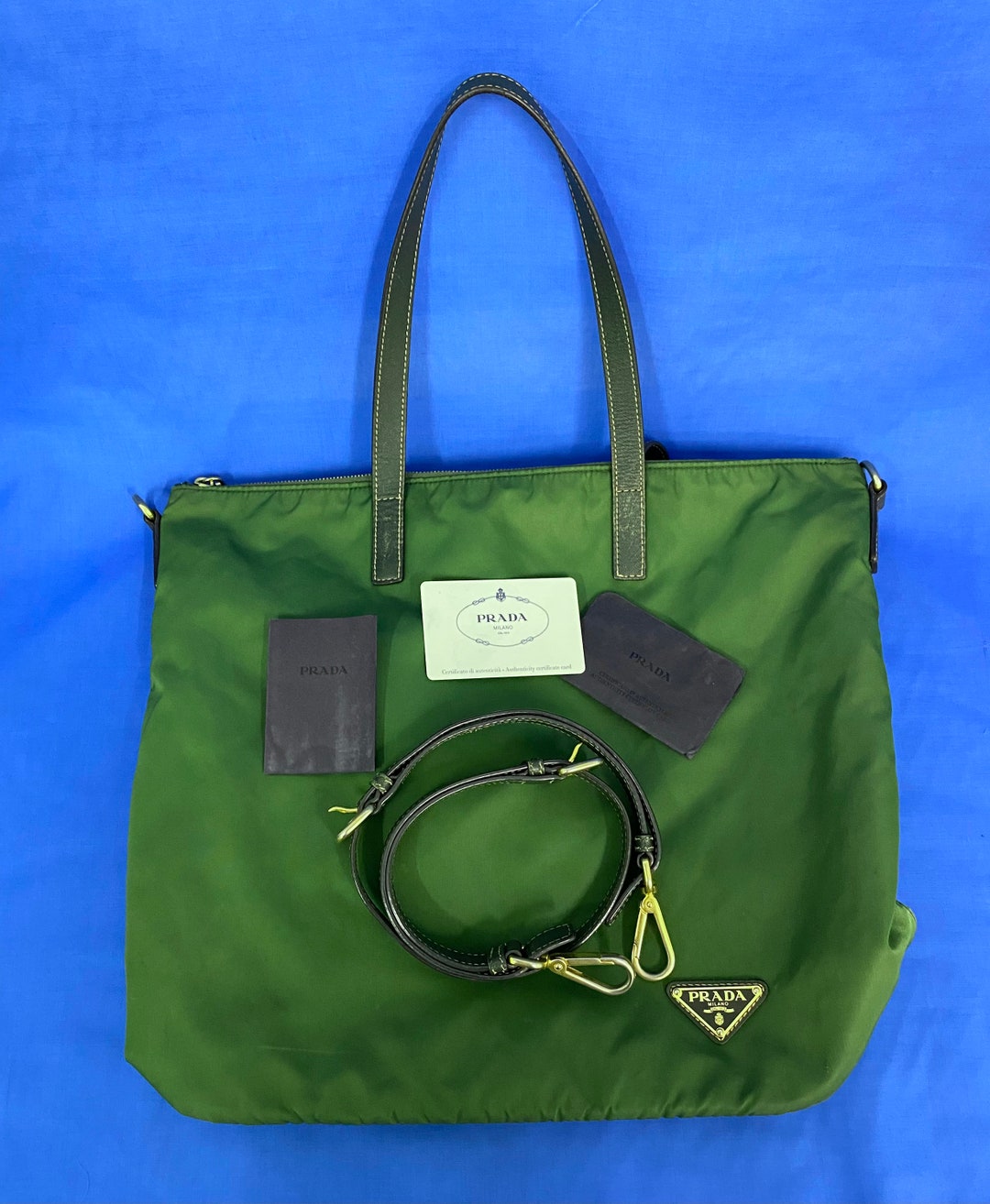 Prada Green Tote/crossbody Bag Etsy
