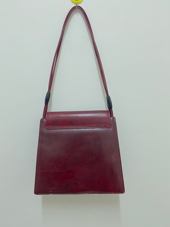Vintage Cartier Bordeaux Leather Happy Birthday Shoulder Bag