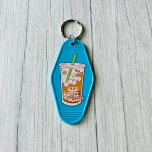 Ice Coffee Princess Blue Motel Keychain / Coffee Keychain / Coffee Lover Keychain / Coffee Princess / Trendy Motel Keychain / Keychain