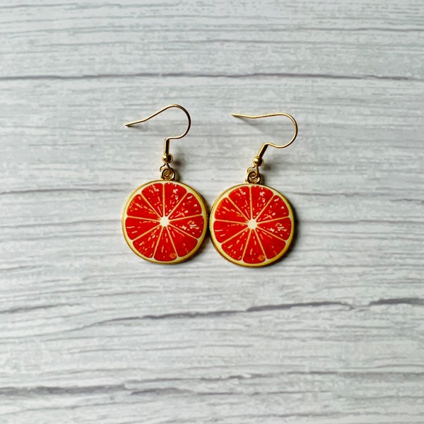 Grapefruit Earrings / Grapefruit Jewelry / Grapefruits / Fruit Earrings / Fruit Jewelry / Fruit Drop Earrings / Grapefruit Slice Earrings