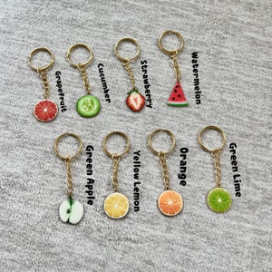 Fruit Keychains/ Fruit Charm/ Fruit Slice Keychain / Fruit Keychain / Food Keychain / Keychain Accessories / Fruit Accessories