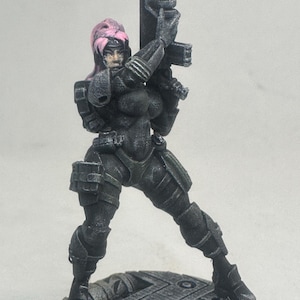 Painted Miniature /Across the Realms/ Cyberpunk /Earth Defense Squad/ Operative/ Pinup