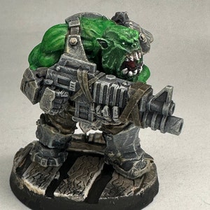Painted miniatures/Custom Kitbash /Space Orc Samurai/ Bushi Orc/Mushashi/ Puppetswar Miniatures/Killteam