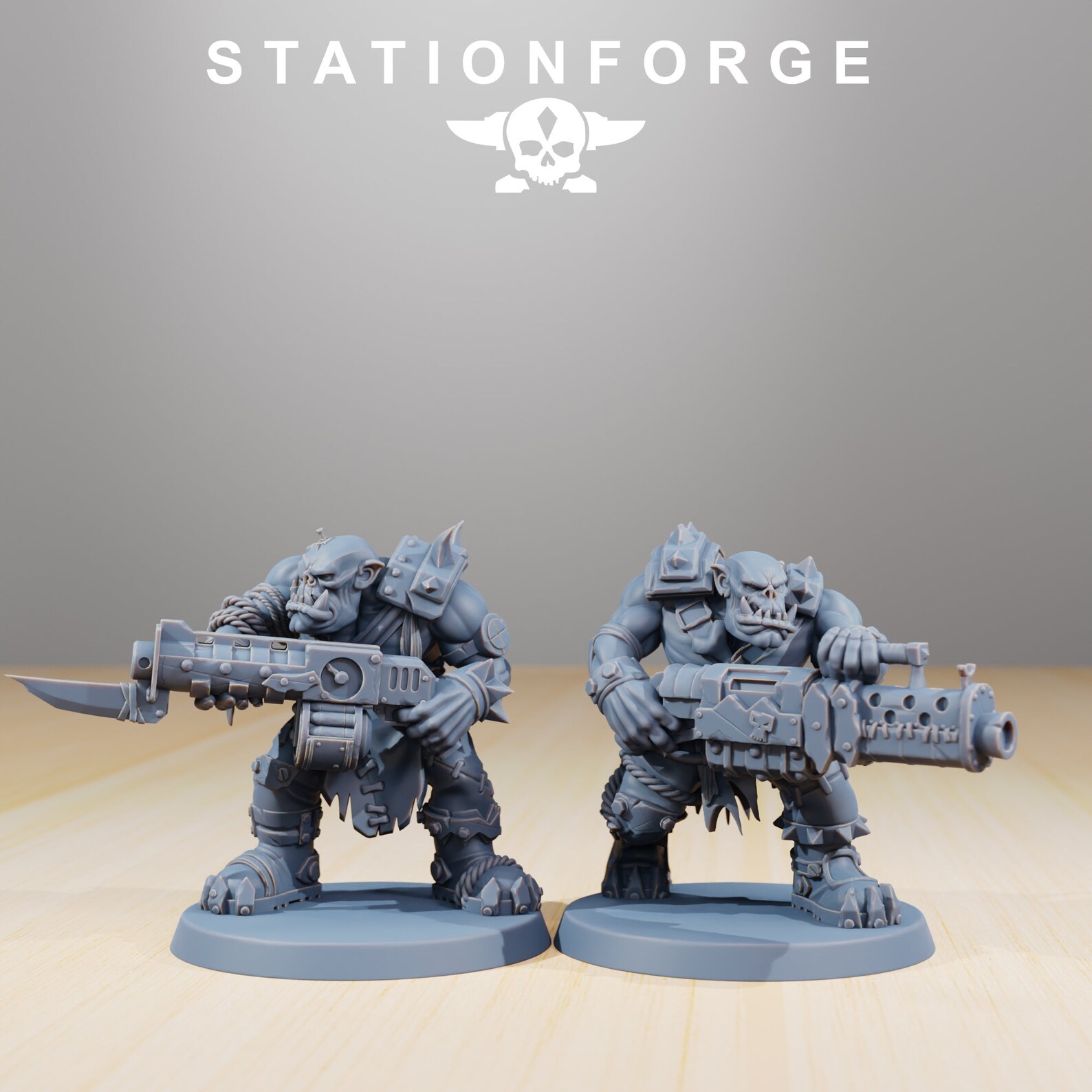Speedsters Orkaz - 3 Véhicules Stationforge Miniatures - Tabletop 28mm Pour WH40k - Gris