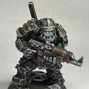 Painted miniatures/Custom Kitbash /Space Orc Samurai/ Bushi Orc/ Puppetswar Miniatures/Killteam