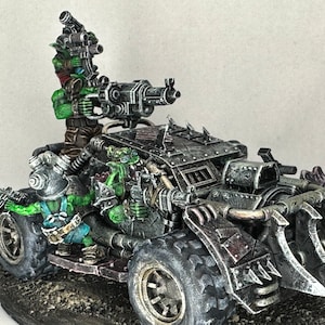 Painted miniature, custom kitbash, Ork Buggie, Speed freak