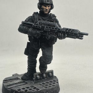 Geschilderde miniatuur / Papsikels-miniaturen / Cyberpunk / Sci-Fi / Spelerspersonage /Dropship Trooper