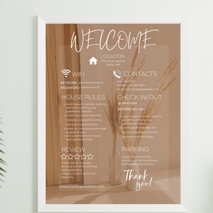 Editable Airbnb Welcome Sign, Vacation Rental Sign, Rental House Rules,
