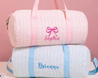 Personalized Baby Duffle Bag, Embroidered Girls Overnight Bag for Kids, Floral Dance Gift
