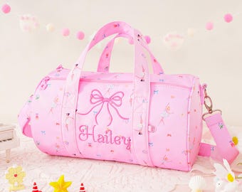 Dance Bag for Little Girls, Custom Embroidered Kids Gymnastics Gear Bag, Personalized Ballet Duffel