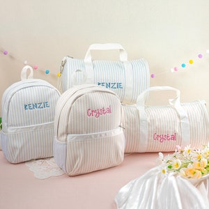 Custom Toddler Backpack Set: Personalized Cotton Canvas Travel Duffle Bag
