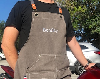 Personalized Canvas Apron, Water-Resistant Chef Apron, Gift for Him