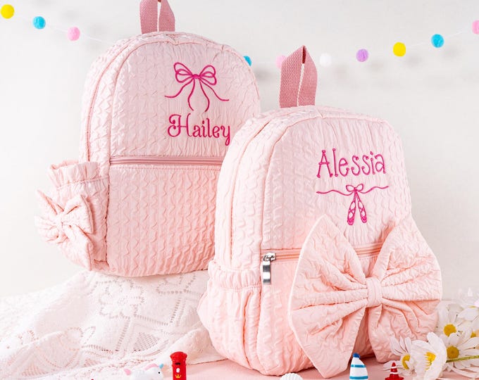 Toddler Backpack: Personalized Custom Kids School Bag with Bow for Little Girls, Dance Gift