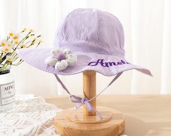 Personalized Baby Sun Hat: Adjustable Beach Bucket Hat with Windbreak, 0-4 Years Kids Outdoor