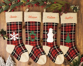 Personalized Buffalo Plaid Christmas Stocking: Family Holiday Decor