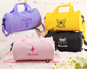 Little Girls Dance Bag: Personalized Toddler Duffel Bag, Ballet Shoe, Baby Weekender Travel Gift