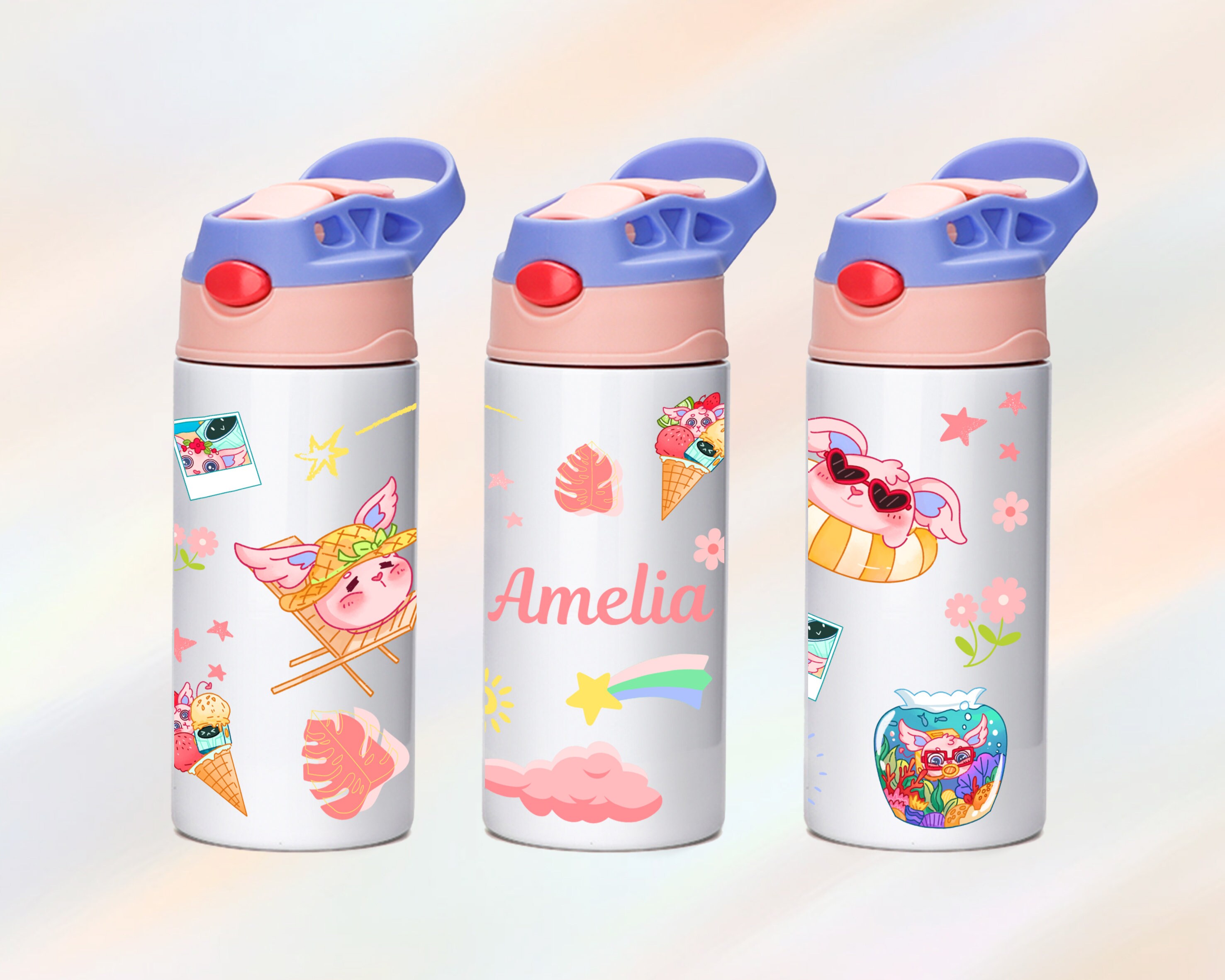 Personalized Kids Insulated Cup, 12 Oz Stainless Steel Thermos, Floral  Custom Sippy Cup, Water Bottle for Girls, Back to School, Baby Gift 