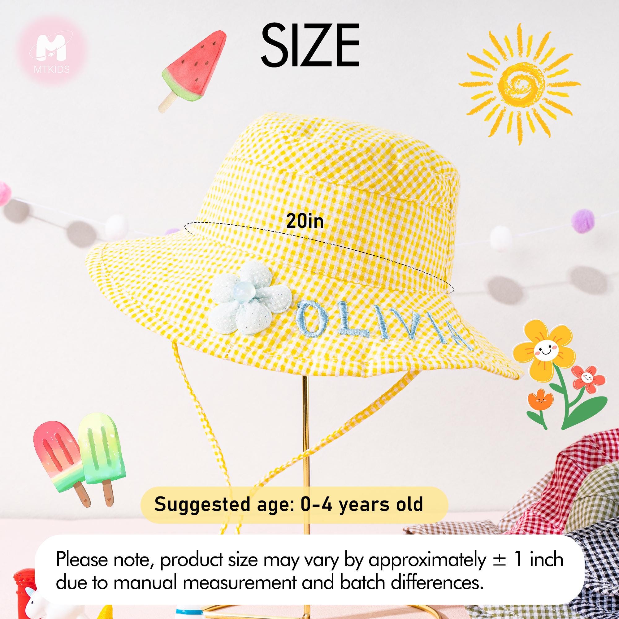 Personalisierte Baby Sonnenmütze-Benutzerdefinierte Kinder-Eimermütze-Kleinkind-Sommermütze mit Kinnband-Kind-Perfektes Babyparty, Strand, Sommergeschenk