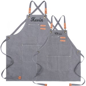 Personalized Canvas Apron Set: Father & Child, Embroidered Name