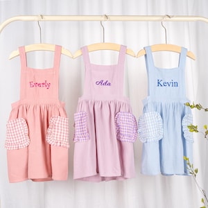 Personalized Kid’s Apron with Pockets Toddler & Kids Cooking Aprons Cute Kids Apron for Girls Custom Birthday Gifts for Child