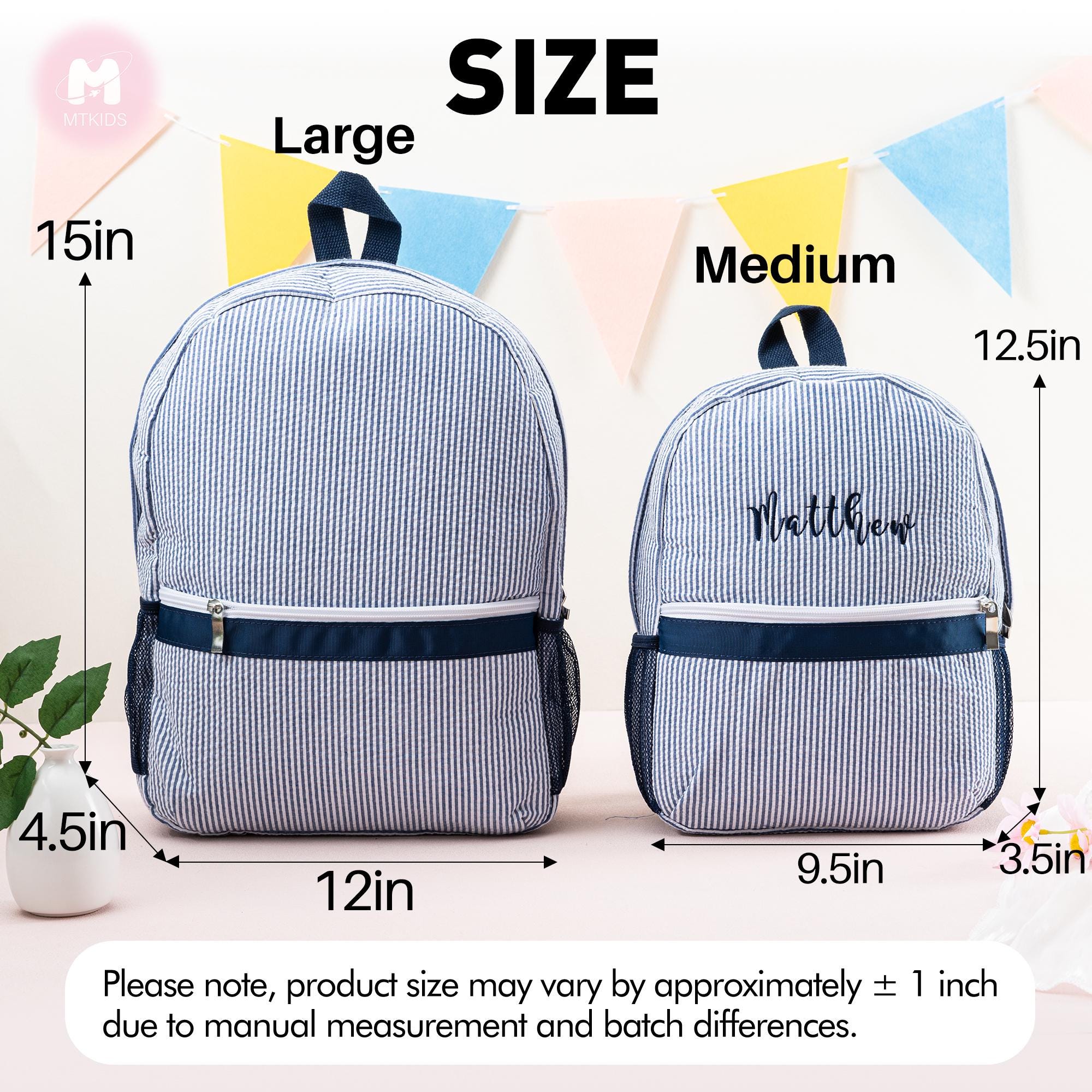 Toddler Backpack, Personalized Kids' Backpack, Seersucker Preppy Backpack, Classic Cute Kids School Bookbag, Child Gift, Boys Girls Bag