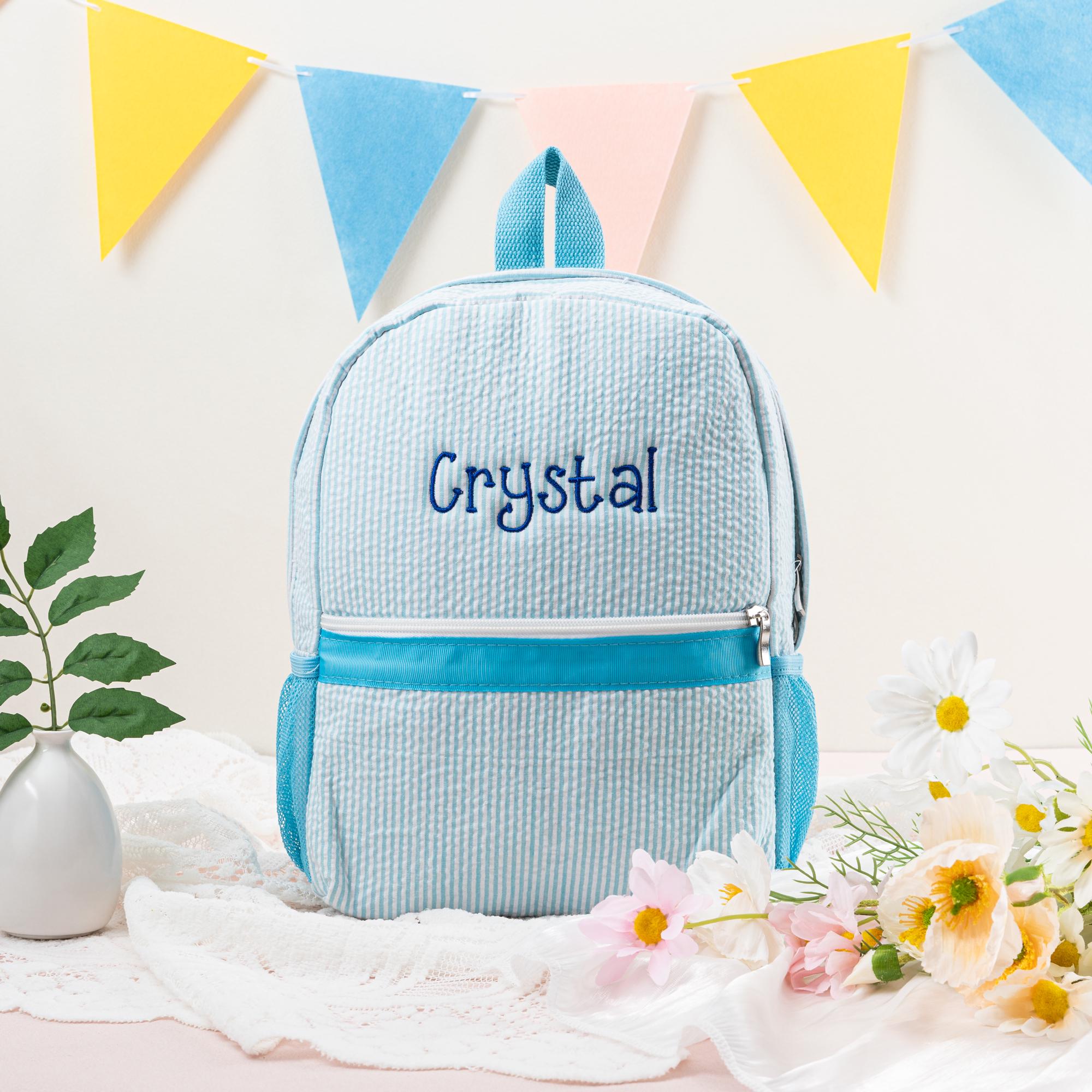 Toddler Backpack, Personalized Kids' Backpack, Seersucker Preppy Backpack, Classic Cute Kids School Bookbag, Child Gift, Boys Girls Bag