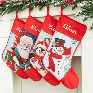 Personalized Red Velvet Christmas Stocking: Vintage Embroidered Holiday Decor