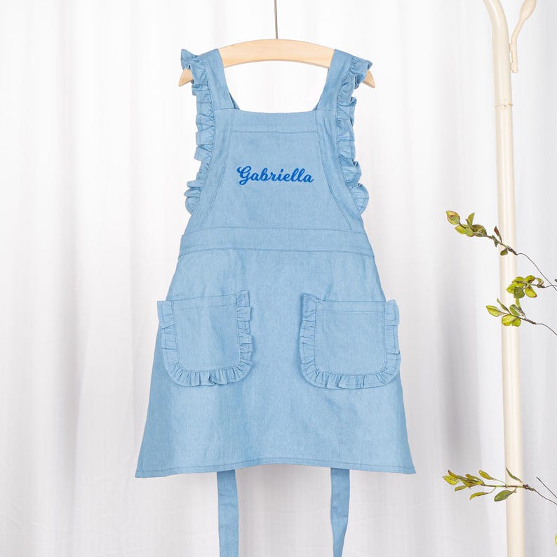 Personalized Kids Apron with Name, Custom Toddler Cooking Pinafore, Little Chef Gift for Girls image 14