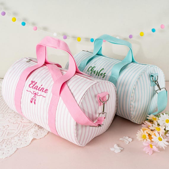 Personalized Ballet Dance Bag: Striped Canvas Overnight Travel Bag