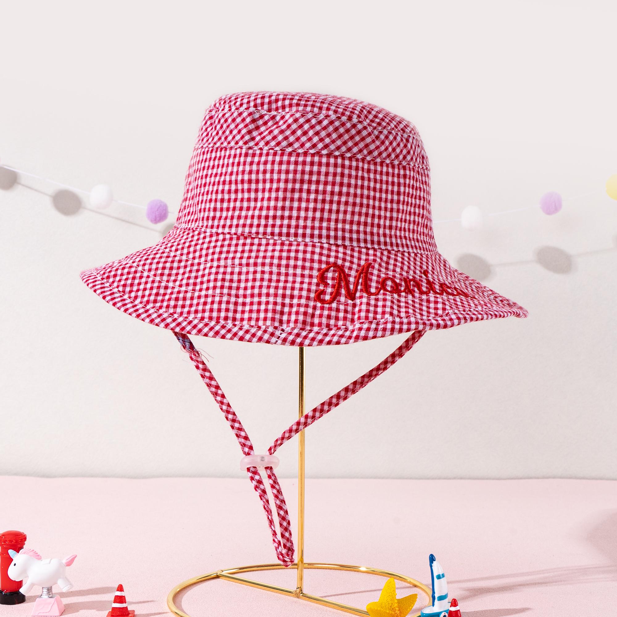 Personalisierte Baby Sonnenmütze-Benutzerdefinierte Kinder-Eimermütze-Kleinkind-Sommermütze mit Kinnband-Kind-Perfektes Babyparty, Strand, Sommergeschenk