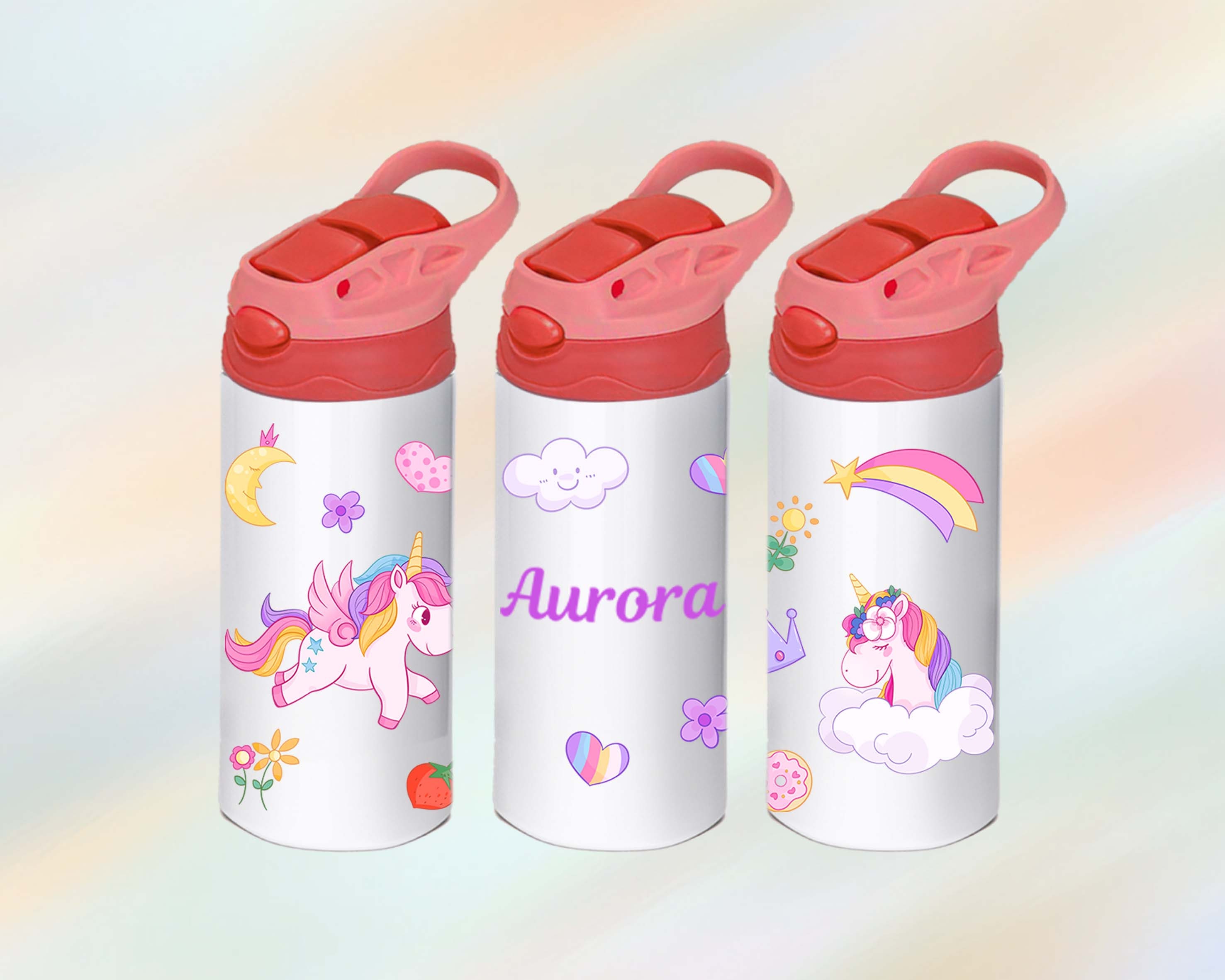 Kids Water Bottle 12 oz Insulated Water Bottles with Straw & 10 Stickers,  Stainless Steel Toddler Bottle Double Wall Vacuum BPA Free Leakproof  One-Click-Open for School Boys Girls 