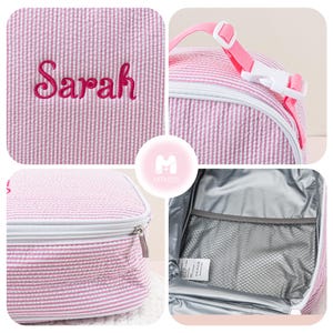Personalized Seersucker Kids Lunch Bag: Insulated Stripe Tote, Reusable Child/ Toddler Lunch Box bild 6