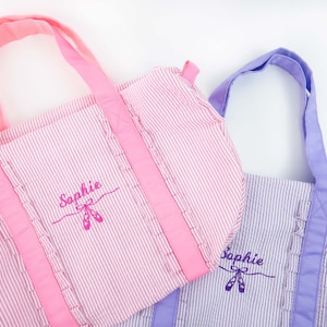 Custom Girls Dance Bag with Embroidered Name, Kids Overnight Bag, Ballet Shoes Duffle Bag, Baby Weekender Bag, Child Gift, Baby Shower Gift