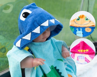 Personalized Toddler Beach Towel for Kids Monogram Hooded Towels for Kids Pool Towel Mermaid Crocodile Hood Baby Bath Towels Birthday Gifts