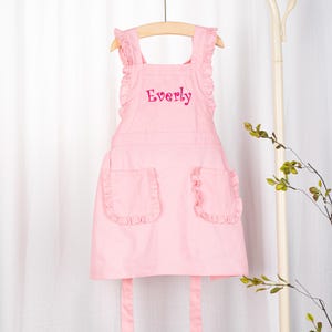 Personalized Kids Apron with Name, Custom Toddler Cooking Pinafore, Little Chef Gift for Girls image 13