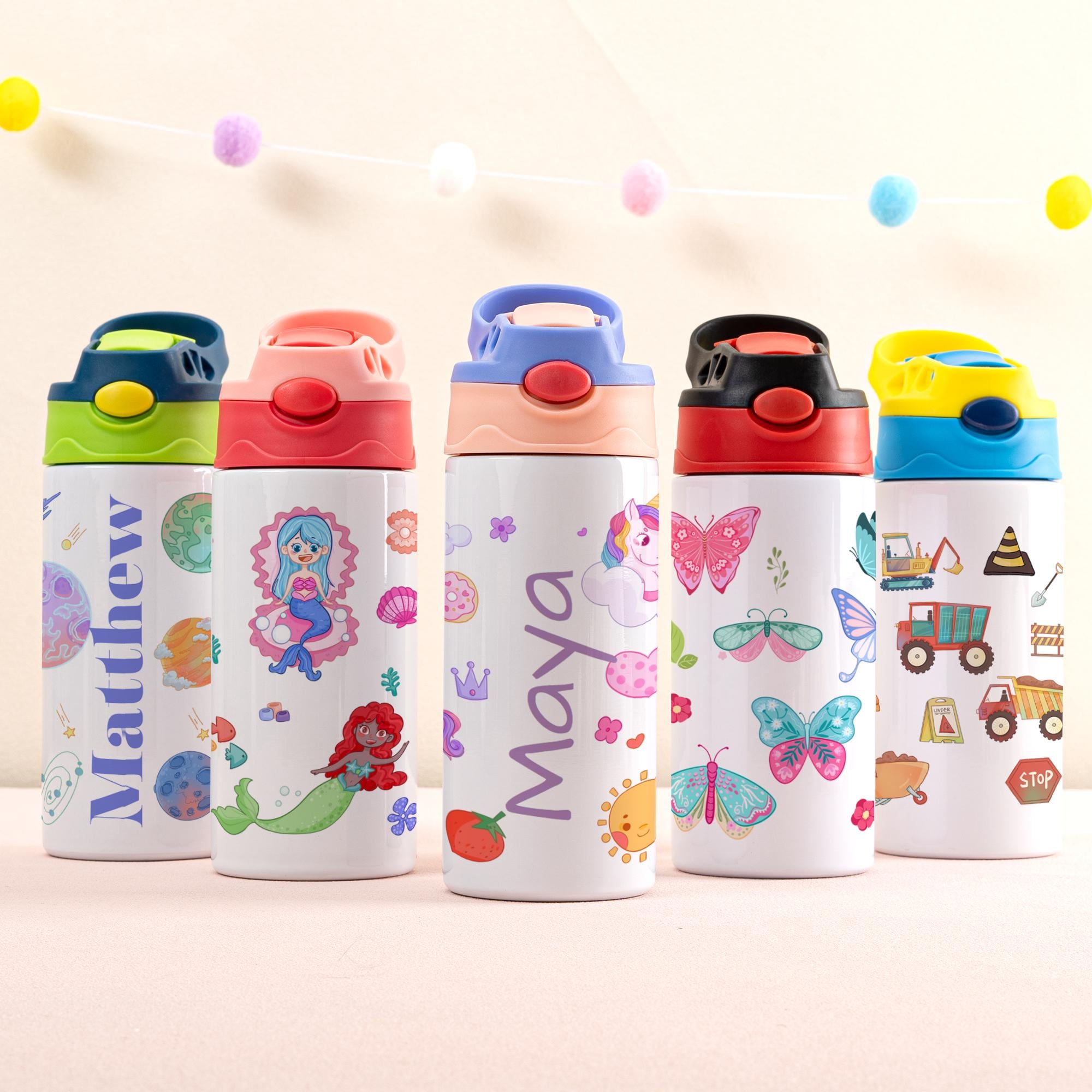 Kids Water Bottle, Custom Thermos with Name, Personalized Toddler Tumbler, Stainless Steel Cup for Boy, Girls, Child, Kids