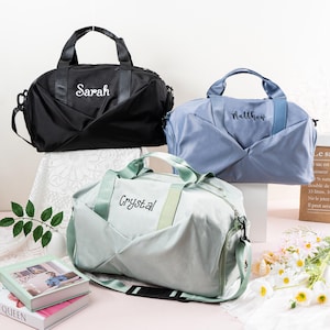 Personalized Duffle Bag, GYM Travel Bag for Women, Weekender Bags with Name, Embroidered Yoga Duffle Bag, Bridesmaid Gift, Christmas Gift