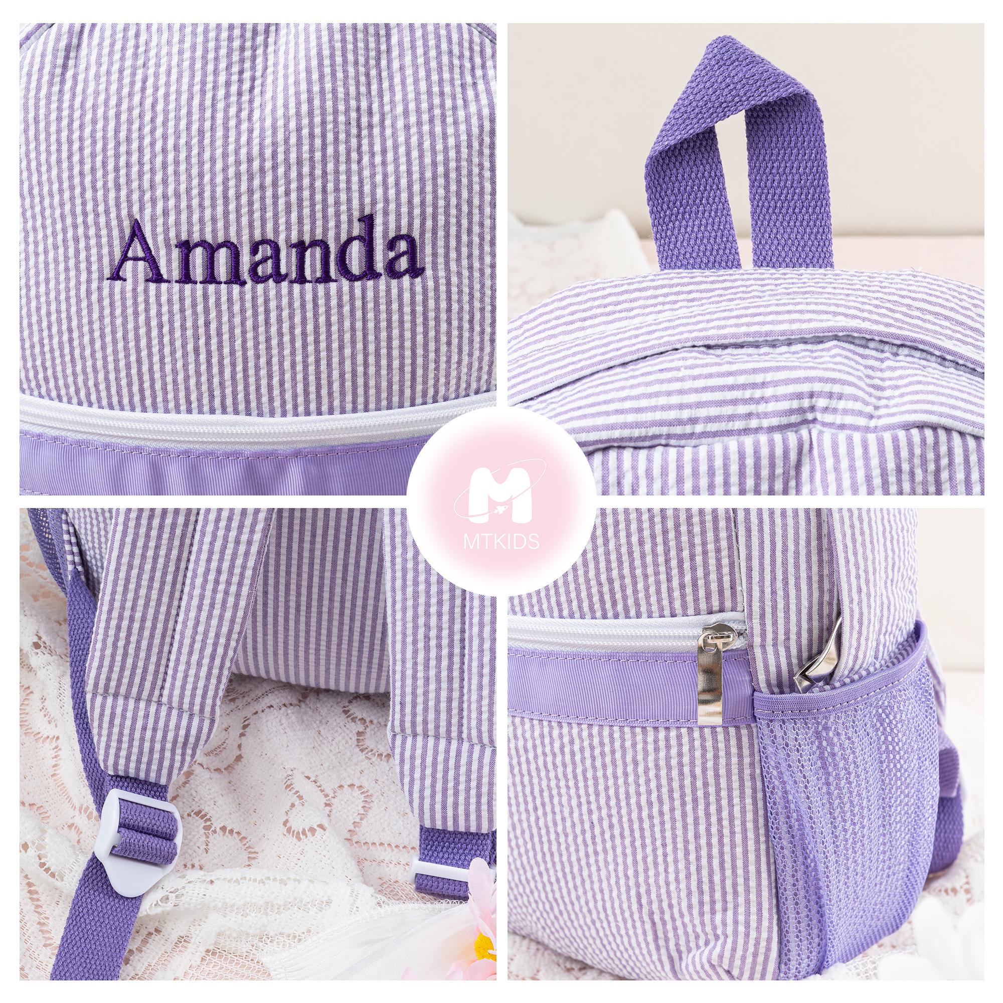 Toddler Backpack, Personalized Kids' Backpack, Seersucker Preppy Backpack, Classic Cute Kids School Bookbag, Child Gift, Boys Girls Bag