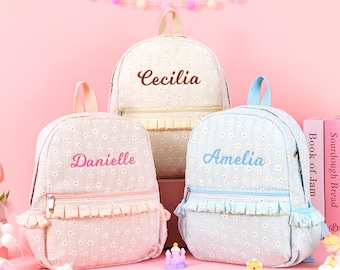 Personalized Toddler Backpack , Custom Name Floral School Book Bag, Baby Girl Daycare Bag